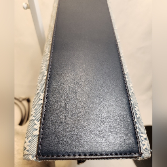 Michael Kors Hamilton Small Logo Embossed Washed Denim Satchel - Picture 9 of 13